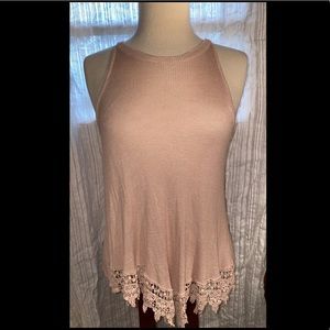 Blush Tank Top with Lace Detail